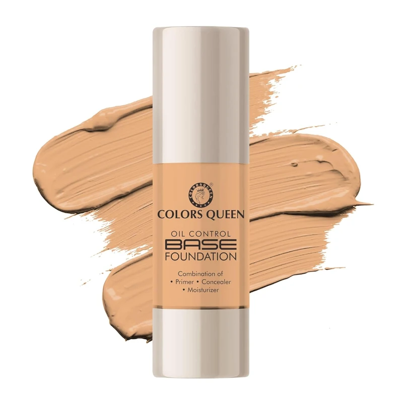 Colors Queen Oil Control Base Foundation | Combination of Primer, Concealer & Moisturizer, Skin Brightening | Water Resistant with Dewy Finish Foundation for Face Makeup (01 - Ivory, 30ml) thumbnail 7